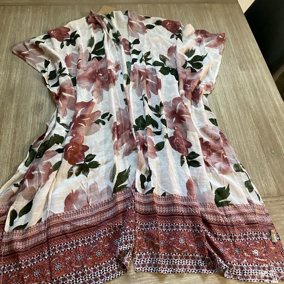 NALINI Women’s White Pink/Purple Floral Long Kimono Boho Beach Cover-up - Picture 8 of 12